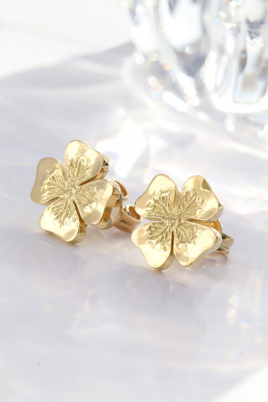 Gold Clover Stud Earrings