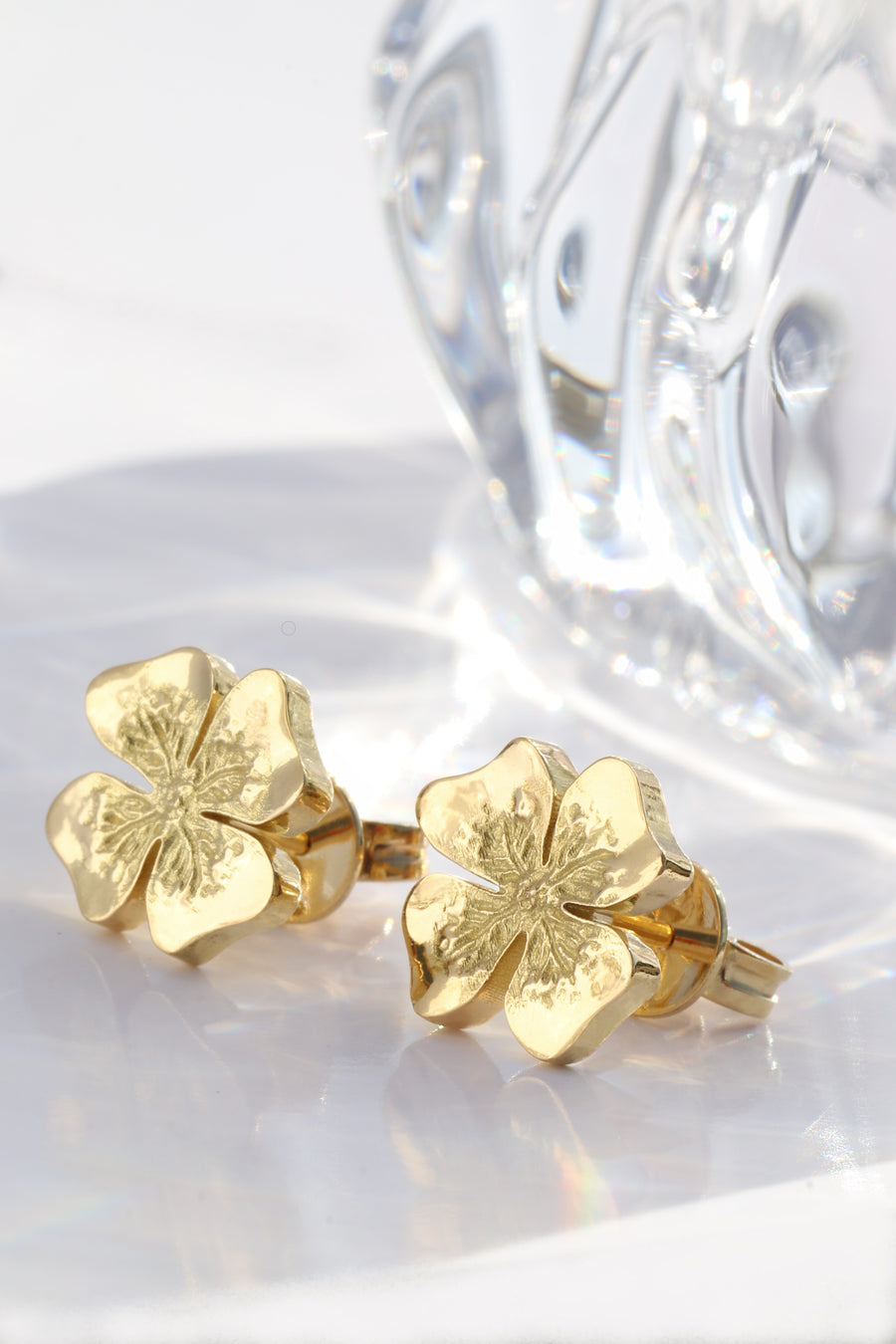 Gold Clover Stud Earrings